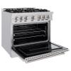 imageZLINE 36 in 52 cu ft Classic Gas Range with Convection Gas Oven in Stainless Steel with 6 Brass Burners CGRBR36
