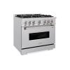 imageZLINE 36 in 52 cu ft Classic Gas Range with Convection Gas Oven in Stainless Steel with 6 Brass Burners CGRBR36