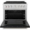 imageZLINE 36 in 52 cu ft Paramount Gas Range with 6 Burner DuoPro Cooktop and Convection Gas Oven in Satin Stainless Steel with Black Matte Door PSGRSBLM36