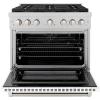 imageZLINE 36 in 52 cu ft Paramount Gas Range with 6 Burner DuoPro Cooktop and Convection Gas Oven in Satin Stainless Steel with White Matte Door PSGRSWM36