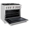 imageZLINE 36 in 52 cu ft Select Dual Fuel Range with Gas Cooktop and Electric Convection Oven in Satin Stainless Steel with 6 Brass Burners HDRSBR36