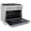 imageZLINE 36 in 52 cu ft Select Dual Fuel Range with Gas Cooktop and Electric Convection Oven in Stainless Steel with 6 Brass Burners HDRBR36