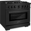 imageZLINE 36 in 52 cu ft Select Gas Range with 6 Burner Cooktop and Convection Gas Oven in Black Stainless Steel HGRB36