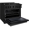 imageZLINE 36 in 52 cu ft Select Gas Range with 6 Burner Cooktop and Convection Gas Oven in Black Stainless Steel HGRB36