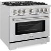 imageZLINE 36 in 52 cu ft Select Gas Range with 6 Burner Cooktop and Convection Gas Oven in Satin Stainless Steel HGRS36