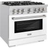 imageZLINE 36 in 52 cu ft Select Gas Range with 6 Burner Cooktop and Convection Gas Oven in Stainless Steel with White Matte Door HGRWM36