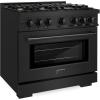 imageZLINE 36 in 52 cu ft Select Gas Range with Convection Gas Oven in Black Stainless Steel with 6 Brass Burners HGRBBR36