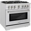 imageZLINE 36 in 52 cu ft Select Gas Range with Convection Gas Oven in Satin Stainless Steel with 6 Brass Burners HGRSBR36