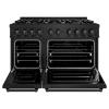 imageZLINE 48 in 67 cu ft Classic Double Oven Dual Fuel Range in Black Stainless Steel with 8 Brass Burners CDRBBR48