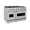 imageZLINE 48 in 67 cu ft Classic Double Oven Dual Fuel Range with 8 Burner Gas Cooktop in Satin Stainless Steel CDRS48