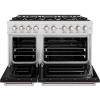 imageZLINE 48 in 67 cu ft Classic Double Oven Dual Fuel Range with 8 Burner Gas Cooktop in Satin Stainless Steel with Black Matte Doors CDRSBLM48