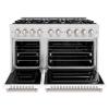 imageZLINE 48 in 67 cu ft Classic Double Oven Dual Fuel Range with 8 Burner Gas Cooktop in Satin Stainless Steel with White Matte Doors CDRSWM48