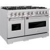 imageZLINE 48 in 67 cu ft Classic Double Oven Gas Range in Stainless Steel with 8 Brass Burners CGRBR48
