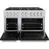 imageZLINE 48 in 67 cu ft Classic Double Oven Gas Range with 8 Burner Cooktop in Stainless Steel with Black Matte Doors CGRBLM48