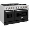 imageZLINE 48 in 67 cu ft Classic Double Oven Gas Range with 8 Burner Cooktop in Stainless Steel with Black Matte Doors CGRBLM48