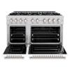 imageZLINE 48 in 67 cu ft Classic Double Oven Gas Range with 8 Burner Cooktop in Stainless Steel with White Matte Doors CGRWM48