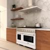 imageZLINE 48 in 67 cu ft Paramount Dual Fuel Range with 8 Burner DuoPro Cooktop and Dual Ovens with White Matte Doors PSDRWM48