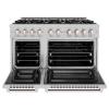 imageZLINE 48 in 67 cu ft Select Double Oven Dual Fuel Range in Satin Stainless Steel with 8 Brass Burners HDRSBR48