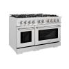 imageZLINE 48 in 67 cu ft Select Double Oven Dual Fuel Range in Satin Stainless Steel with 8 Brass Burners HDRSBR48