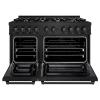imageZLINE 48 in 67 cu ft Select Double Oven Dual Fuel Range with 8 Burner Gas Cooktop in Black Stainless Steel HDRB48