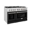 imageZLINE 48 in 67 cu ft Select Double Oven Dual Fuel Range with 8 Burner Gas Cooktop in Satin Stainless Steel with Black Matte Doors HDRSBLM48