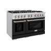 imageZLINE 48 in 67 cu ft Select Double Oven Dual Fuel Range with 8 Burner Gas Cooktop in Stainless Steel with Black Matte Doors HDRBLM48