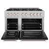 imageZLINE 48 in 67 cu ft Select Double Oven Dual Fuel Range with 8 Burner Gas Cooktop in Stainless Steel with Black Matte Doors HDRBLM48