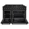 imageZLINE 48 in 67 cu ft Select Double Oven Gas Range in Black Stainless Steel with 8 Brass Burners HGRBBR48