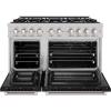imageZLINE 48 in 67 cu ft Select Double Oven Gas Range with 8 Burner Cooktop in Stainless Steel with Black Matte Doors HGRBLM48