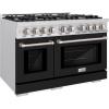 imageZLINE 48 in 67 cu ft Select Double Oven Gas Range with 8 Burner Cooktop in Stainless Steel with Black Matte Doors HGRBLM48