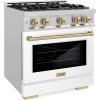 imageZLINE Autograph 30 Select Dual Fuel Range wWhite Door amp Bronze Accents HDRZWM30CB