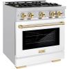 imageZLINE Autograph 30 Select Dual Fuel Range wWhite Door amp Gold Accents HDRZWM30G