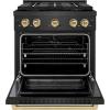 imageZLINE Autograph 30 in 42 cu ft Paramount Dual Fuel Range with 4 Burner DuoPro Cooktop and Electric Convection Oven in Black Satin Stainless Steel and Champagne Bronze Accents PSDRBSZ30CB