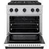 imageZLINE Autograph 30 in 42 cu ft Paramount Dual Fuel Range with 4 Burner DuoPro Cooktop and Electric Convection Oven in Satin Stainless Steel with White Door and Black Accents PSDRSZWM30MB