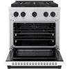 imageZLINE Autograph 30 in 42 cu ft Paramount Dual Fuel Range with 4 Burner DuoPro Cooktop and Electric Convection Oven in Stainless Steel with White Door and Matte Black Accents PSDRZWM30MB
