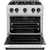 imageZLINE Autograph 30 in Classic Dual Fuel Satin Steel Range wWhite amp Black Accents