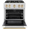 imageZLINE Autograph 30 in Select Dual Fuel Satin Steel Range wWhite amp Gold Accents HDRSZWM30G