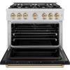 imageZLINE Autograph 36 Classic Dual Fuel Range wBlack Door amp Bronze Accents CDRZBLM36CB