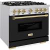 imageZLINE Autograph 36 Classic Dual Fuel Range wBlack Door amp Bronze Accents CDRZBLM36CB