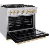imageZLINE Autograph 36 Classic Dual Fuel Range wBlack Door amp Gold Accents CDRZBLM36G