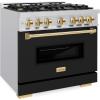 imageZLINE Autograph 36 Classic Dual Fuel Range wBlack Door amp Gold Accents CDRZBLM36G