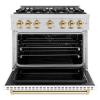imageZLINE Autograph 36 Classic Dual Fuel Range wWhite Door amp Gold Accents CDRZWM36G