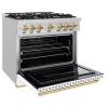 imageZLINE Autograph 36 Classic Dual Fuel Range wWhite Door amp Gold Accents CDRZWM36G