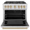 imageZLINE Autograph 36 Select Dual Fuel Range wWhite Door amp Bronze Accents HDRZWM36CB
