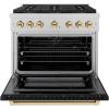 imageZLINE Autograph 36 in 52 cu ft Paramount Dual Fuel Range with 6 Burner DuoPro Cooktop and Electric Convection Oven in Satin Stainless Steel with Black Door and Gold Accents PSDRSZBLM36G