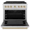 imageZLINE Autograph 36 in 52 cu ft Paramount Dual Fuel Range with 6 Burner DuoPro Cooktop and Electric Convection Oven in Satin Stainless Steel with White Door and Bronze Accents PSDRSZWM36CB