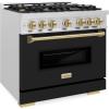 imageZLINE Autograph 36 in Classic Dual Fuel Satin Steel Range wBlack amp Bronze Accents