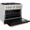 imageZLINE Autograph 36 in Classic Dual Fuel Satin Steel Range wBlack amp Bronze Accents
