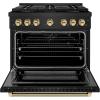 imageZLINE Autograph 36 in Paramount DuoPro Gas Range in Black Steel with Polished Gold Helix Handles PSGRBZ36KG