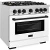 imageZLINE Autograph 36 in Select Dual Fuel Satin Steel Range wWhite amp Black Accents HDRSZWM36MB